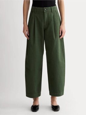Everlane The Everywhere Barrel Leg Organic Cotton Pant size 6 Dark Forest